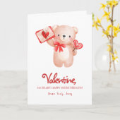 Niedlicher Beary Happy Valentine Day Gruß Karte (Gelbe Blume)