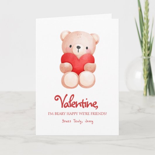 Niedlicher Beary Happy Valentine Day Gruß Karte (Vorderseite)