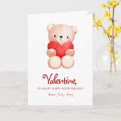 Niedlicher Beary Happy Valentine Day Gruß Karte (Gelbe Blume)