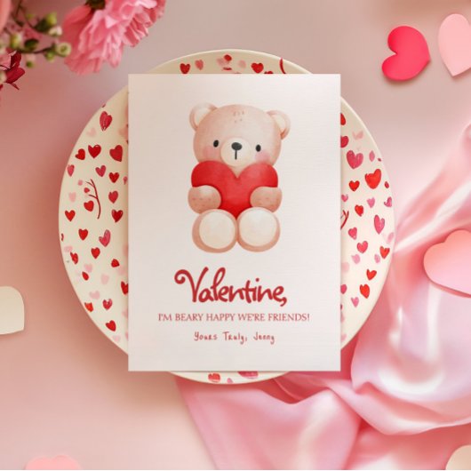 Niedlicher Beary Happy Valentine Day Gruß Karte