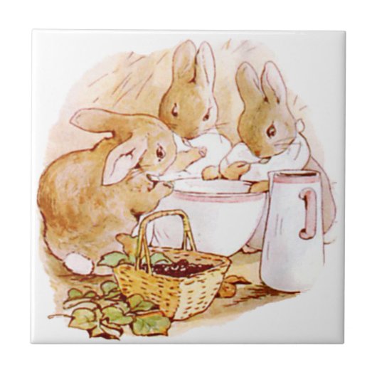 Niedlicher Beatrix Potter, Bunnies, kundenspezifis Fliese (Vorderseite)