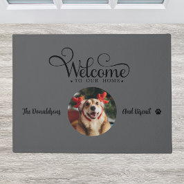 Niedlicher Begrüßhhund Foto Fibre Doormat Fußmatte