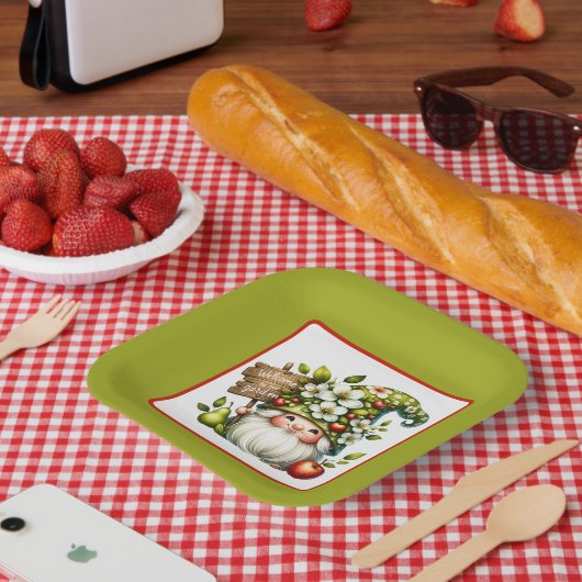 Niedlicher Begrüßungsgarten Party Gnome Pappteller (Picknick)