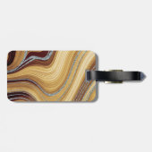 Niedlicher beige-brauner Marmor Glitzer Monogramm Gepäckanhänger (Rückseite horizontal)