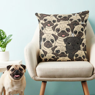 Niedlicher Beige-Cartoon-Mops-Hund nahtlos Kissen