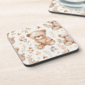 Niedlicher Beige-Kinderbär Getränkeuntersetzer (Linke Seite)