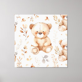 Niedlicher Beige-Kinderbär Leinwanddruck