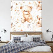 Niedlicher Beige-Kinderbär Leinwanddruck (Insitu (Schlafzimmer))