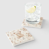 Niedlicher Beige-Kinderbär Steinuntersetzer (Seitenansicht)