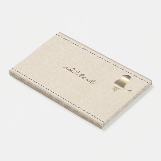 Niedlicher Beitrag in Style mit goldbrauner Leinwa Post-it Klebezettel (angewinkelt)