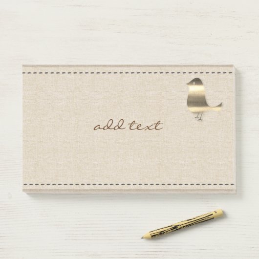 Niedlicher Beitrag in Style mit goldbrauner Leinwa Post-it Klebezettel (Auf Schreibtisch)