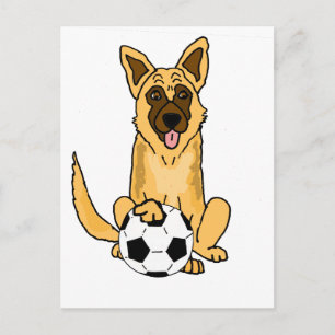 Niedlicher belgischer Malinois-Hund, der Fußball-C Postkarte