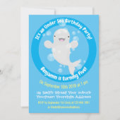 Niedlicher Beluga Wal personalisierter Cartoon Geb Einladung (Vorderseite)