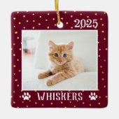 Niedlicher benutzerdefinierter Cat Name Jahr Paw P Keramikornament (Vorderseite)