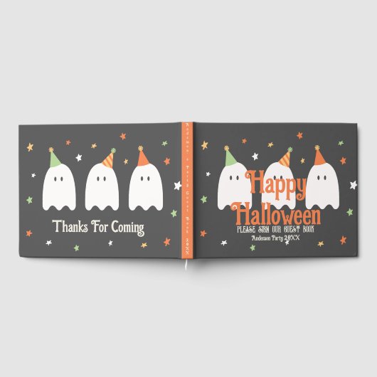 Niedlicher, benutzerdefinierter grüner Orange-Ghos Gästebuch (Voll)