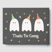 Niedlicher, benutzerdefinierter grüner Orange-Ghos Gästebuch (Rückseite)