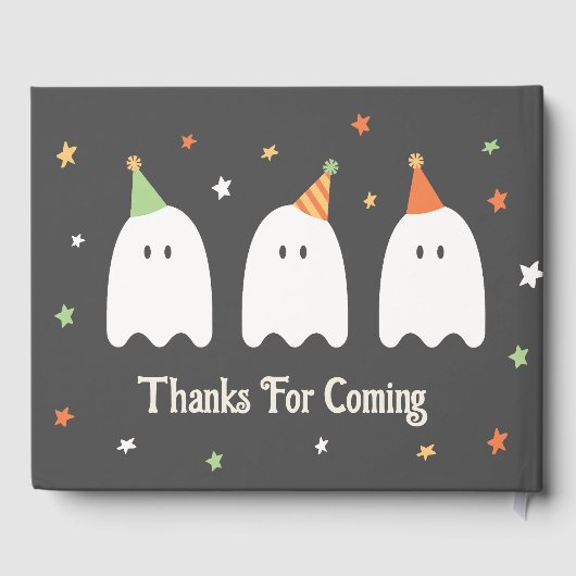 Niedlicher, benutzerdefinierter grüner Orange-Ghos Gästebuch (Rückseite)