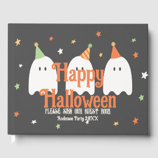 Niedlicher, benutzerdefinierter grüner Orange-Ghos Gästebuch
