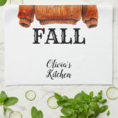 Niedlicher benutzerdefinierter Herbst | Hello Fall Geschirrtuch (Gefaltet)