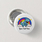 Niedlicher benutzerdefinierter Text Blue Dinosauri Button (Vorne & Hinten)