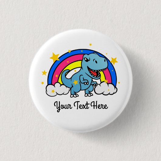 Niedlicher benutzerdefinierter Text Blue Dinosauri Button (Vorderseite)