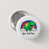 Niedlicher benutzerdefinierter Text Green Dinosaur Button (Vorne & Hinten)