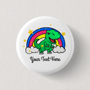 Niedlicher benutzerdefinierter Text Green Dinosaur Button