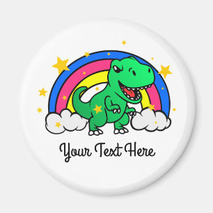 Niedlicher benutzerdefinierter Text Green Dinosaur Magnet