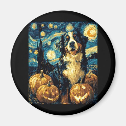 Niedlicher Berner Hund Halloween Kürbislaterne Magnet (Vorne)