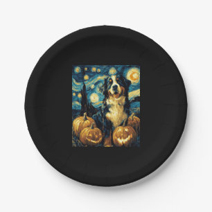 Niedlicher Berner Hund Halloween Kürbislaterne Pappteller
