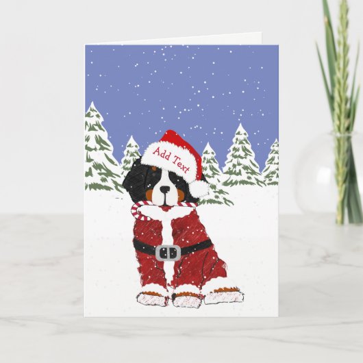 Niedlicher Berner Hund Santa Paws Feiertagskarte (Vorderseite)