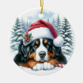 Niedlicher Berner Hund Weihnachtsmannmütze Wasserf Keramik Ornament (Vorne)