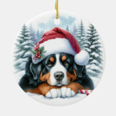 Niedlicher Berner Hund Weihnachtsmannmütze Wasserf Keramik Ornament (Hinten)