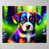 Niedlicher bernischer Hundewelpen auf der Wiese Poster (Vorne)