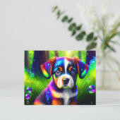 Niedlicher bernischer Hundewelpen auf der Wiese Postkarte (Stehend Vorderseite)