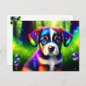 Niedlicher bernischer Hundewelpen auf der Wiese Postkarte (Vorne/Hinten)