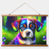 Niedlicher bernischer Hundewelpen auf der Wiese Wandteppich Mit Holzrahmen (Vorne)