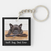 Niedlicher Best Dog Vater je Foto Personalisiert S Schlüsselanhänger (Rückseite)