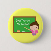 Niedlicher bester Lehrer und Chalkboard Personalis Button (Vorderseite)