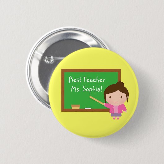 Niedlicher bester Lehrer und Chalkboard Personalis Button (Vorne & Hinten)