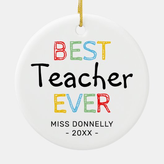 Niedlicher Bester Lehrer Weihnachten Keramik Ornament (Hinten)