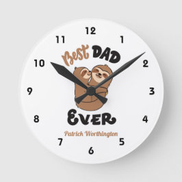 Niedlicher bester Vater je Sloth Runde Wanduhr