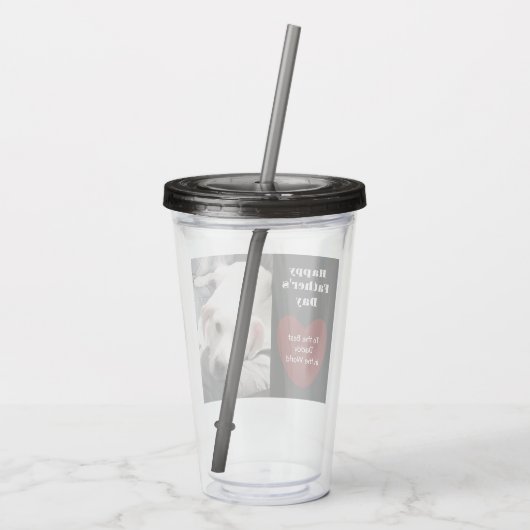 Niedlicher bester Vater je Welpe Hund Red Heart 1  Acryltrinkbecher (Rückseite)