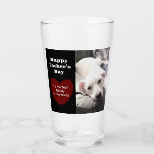 Niedlicher bester Vater je Welpe Hund Red Heart 1 Glas