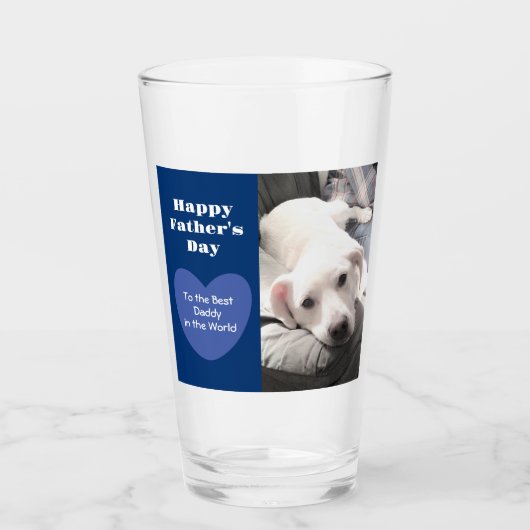 Niedlicher bester Vater je Welpen Hund Blue Heart  Glas (Vorderseite)