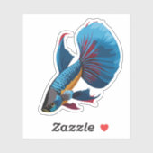 Niedlicher Beta-Fisch-Cartoon Aufkleber (Blatt)