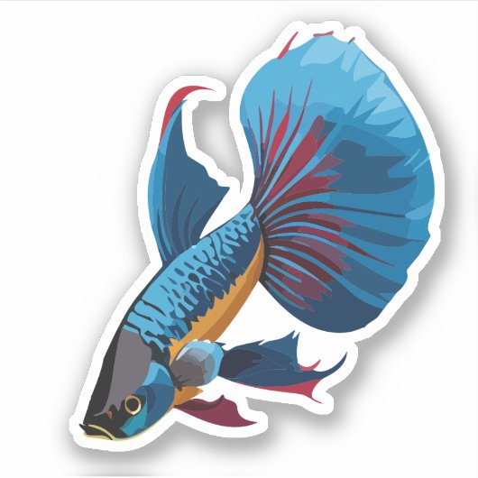 Niedlicher Beta-Fisch-Cartoon Aufkleber (Vorderseite)