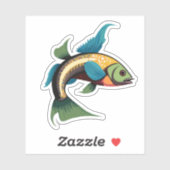 Niedlicher Beta-Fisch-Cartoon Aufkleber (Blatt)