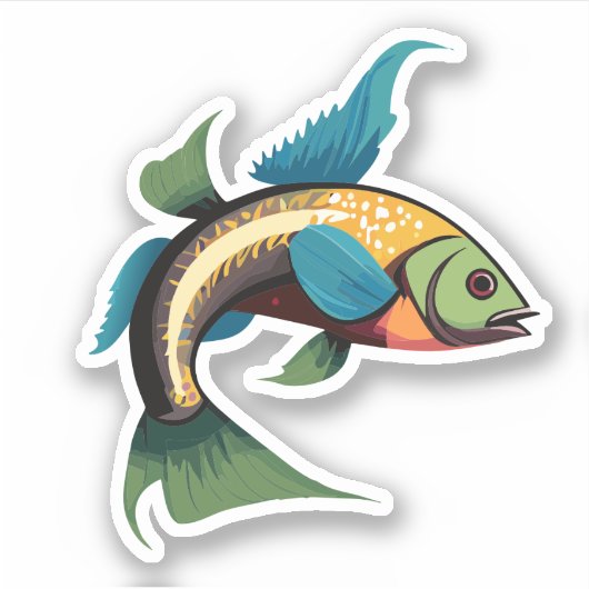 Niedlicher Beta-Fisch-Cartoon Aufkleber (Vorderseite)