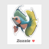 Niedlicher Beta-Fisch-Cartoon Aufkleber (Blatt)